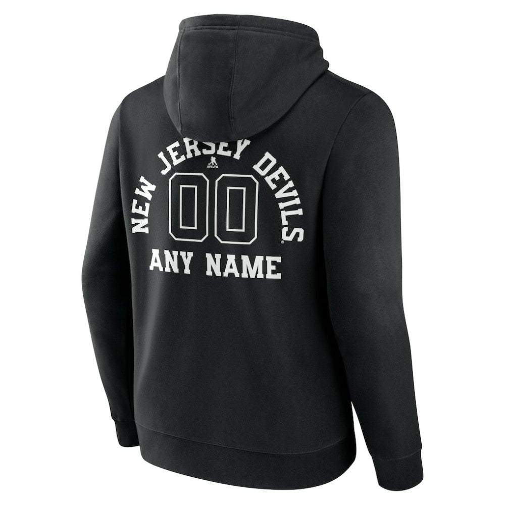 NHL Black New Jersey Devils Personalized Name & Number Monochrome Pullover Hoodie