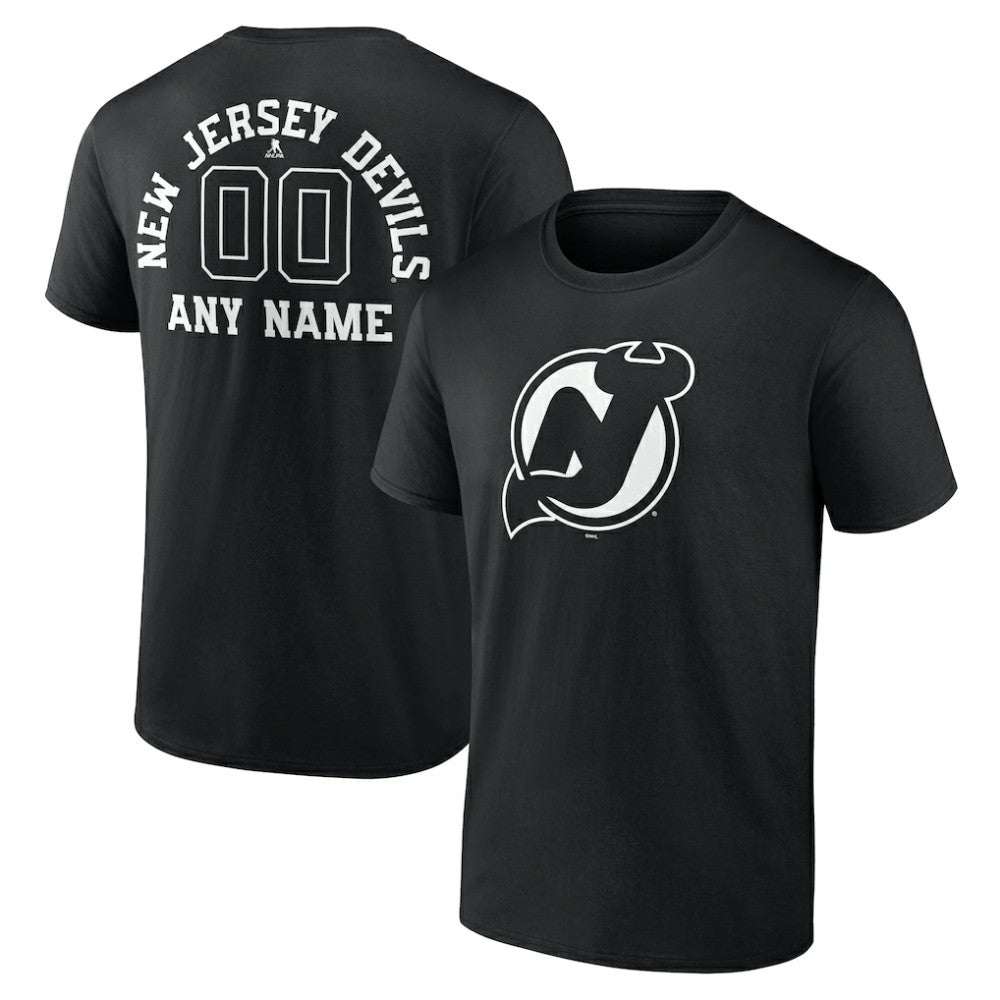 NHL Black New Jersey Devils Personalized Name & Number Monochrome T-Shirt