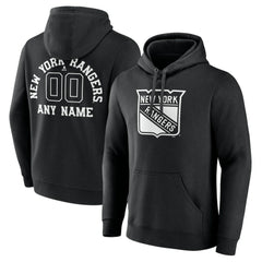 NHL Black New York Rangers Personalized Name & Number Monochrome Pullover Hoodie