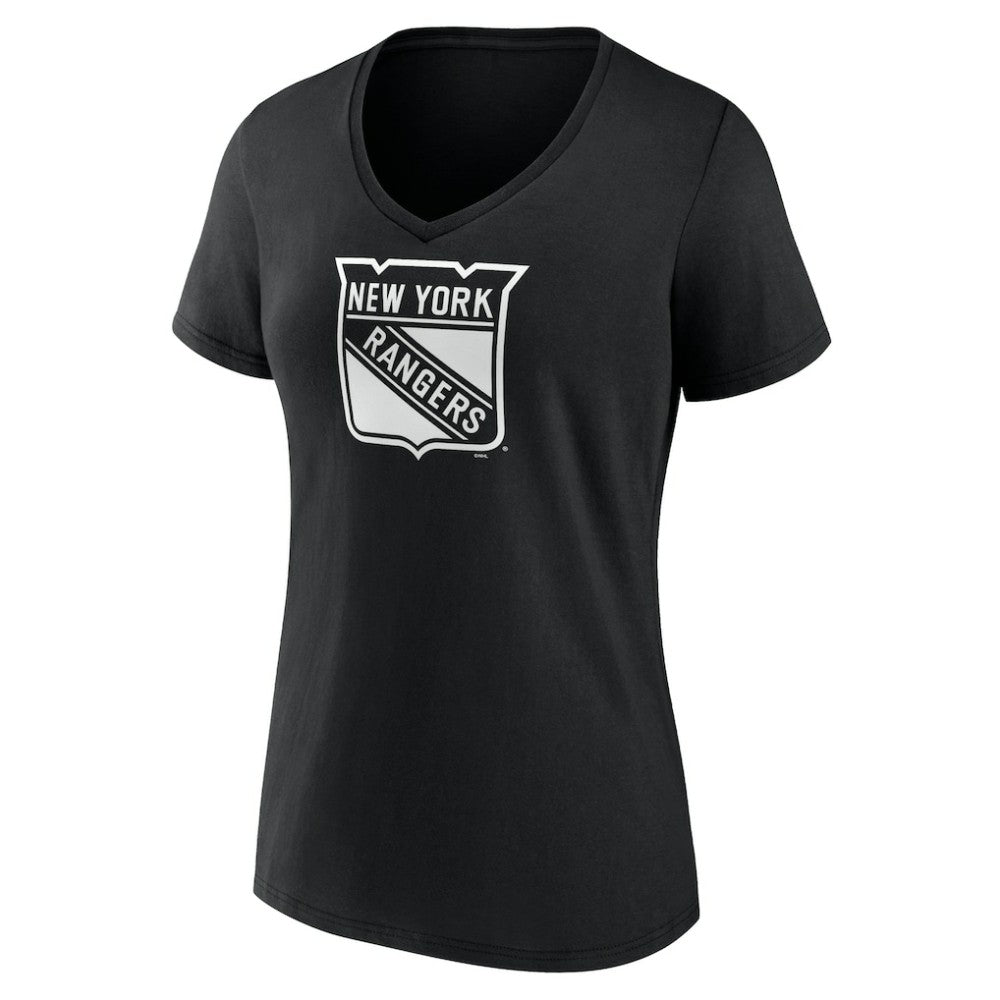 NHL Black New York Rangers Women's Personalized Name & Number Monochrome V-Neck T-Shirt