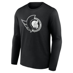 NHL Black Ottawa Senators Personalized Name & Number Monochrome Long Sleeve T-Shirt