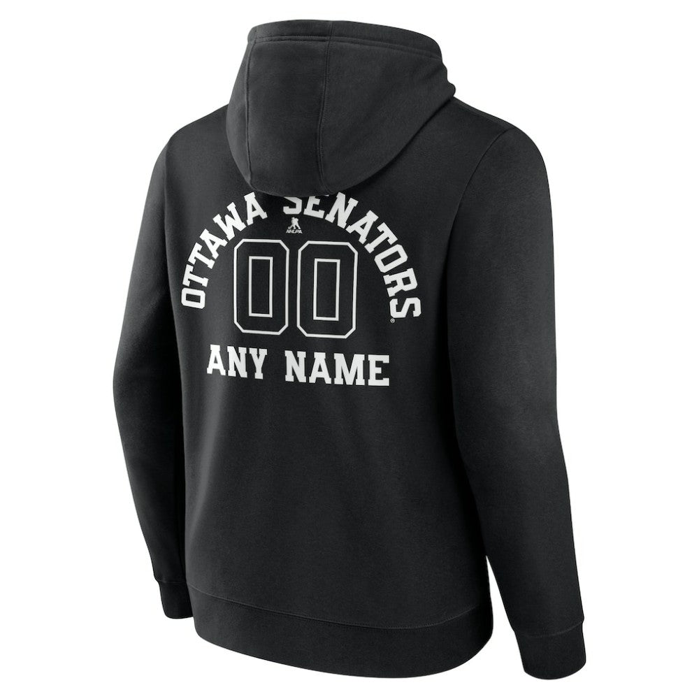 NHL Black Ottawa Senators Personalized Name & Number Monochrome Pullover Hoodie