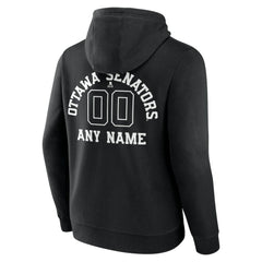 NHL Black Ottawa Senators Personalized Name & Number Monochrome Pullover Hoodie