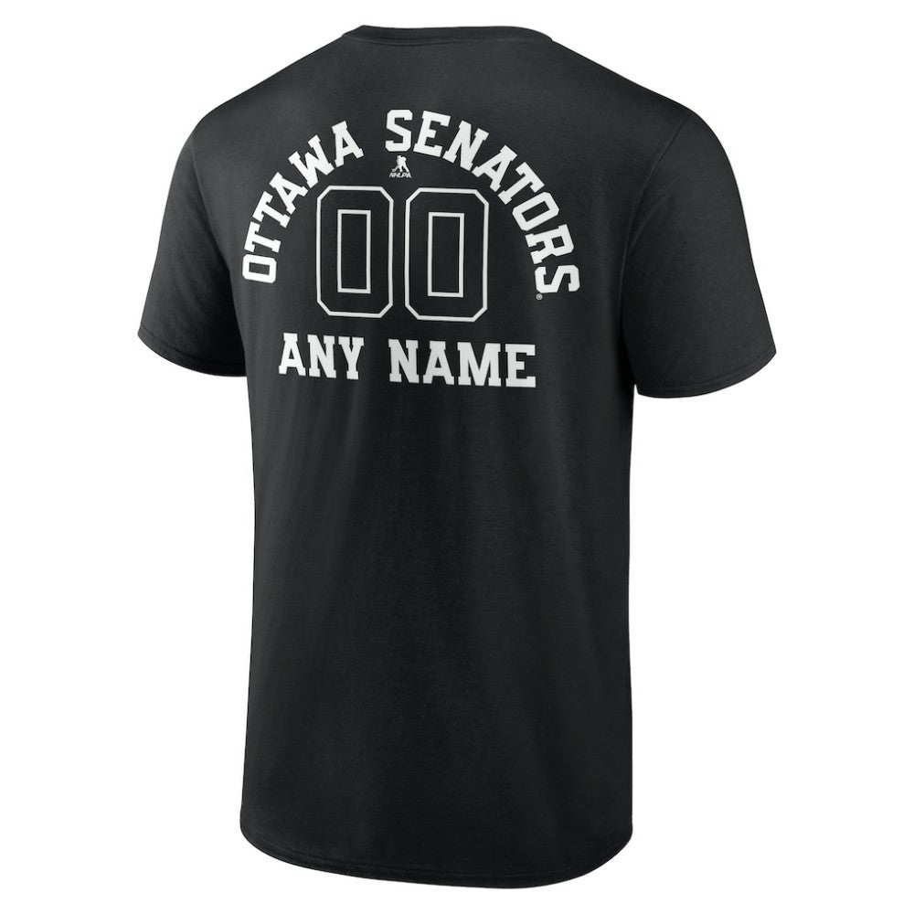 NHL Black Ottawa Senators Personalized Name & Number Monochrome T-Shirt