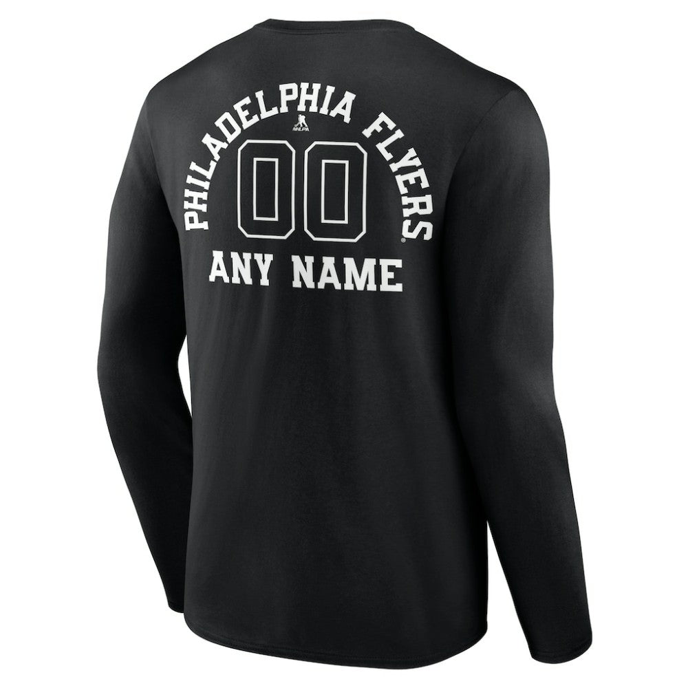 NHL Black Philadelphia Flyers Personalized Name & Number Monochrome Long Sleeve T-Shirt