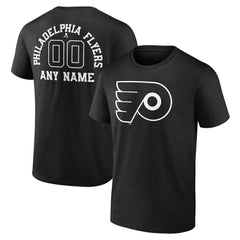 NHL Black Philadelphia Flyers Personalized Name & Number Monochrome T-Shirt