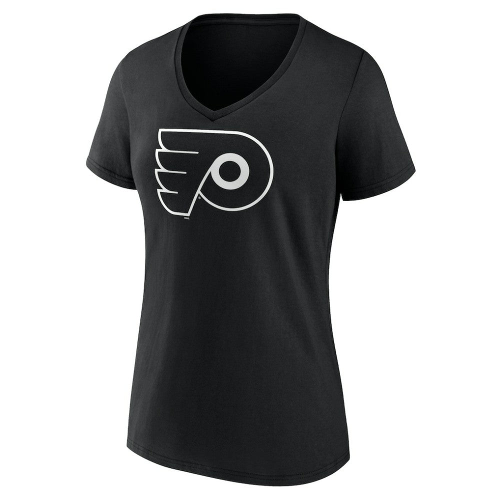 NHL Black Philadelphia Flyers Women's Personalized Name & Number Monochrome V-Neck T-Shirt