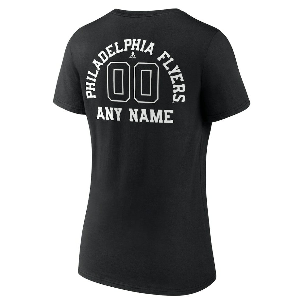 NHL Black Philadelphia Flyers Women's Personalized Name & Number Monochrome V-Neck T-Shirt