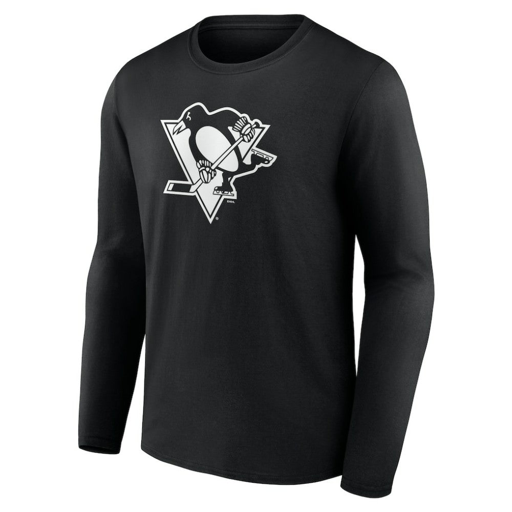 NHL Black Pittsburgh Penguins Personalized Name & Number Monochrome Long Sleeve T-Shirt