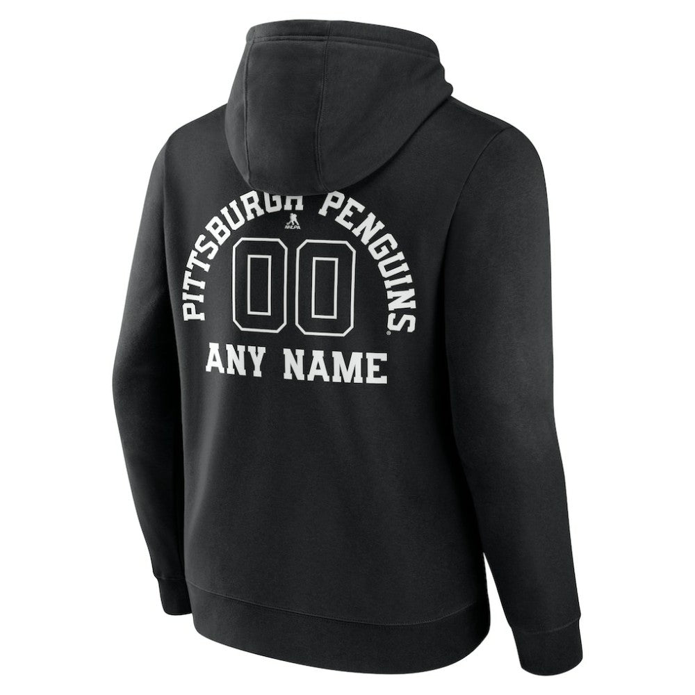 NHL Black Pittsburgh Penguins Personalized Name & Number Monochrome Pullover Hoodie