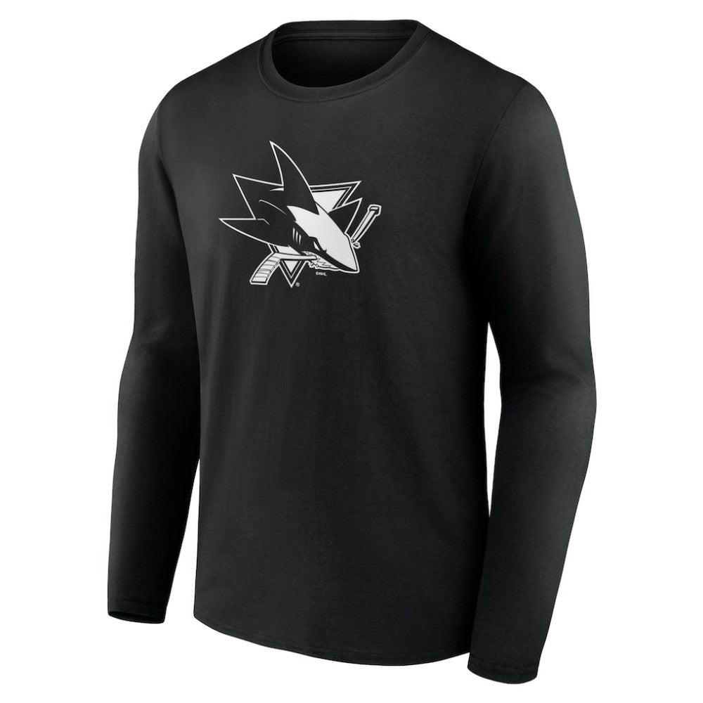 NHL Black San Jose Sharks Personalized Name & Number Monochrome Long Sleeve T-Shirt