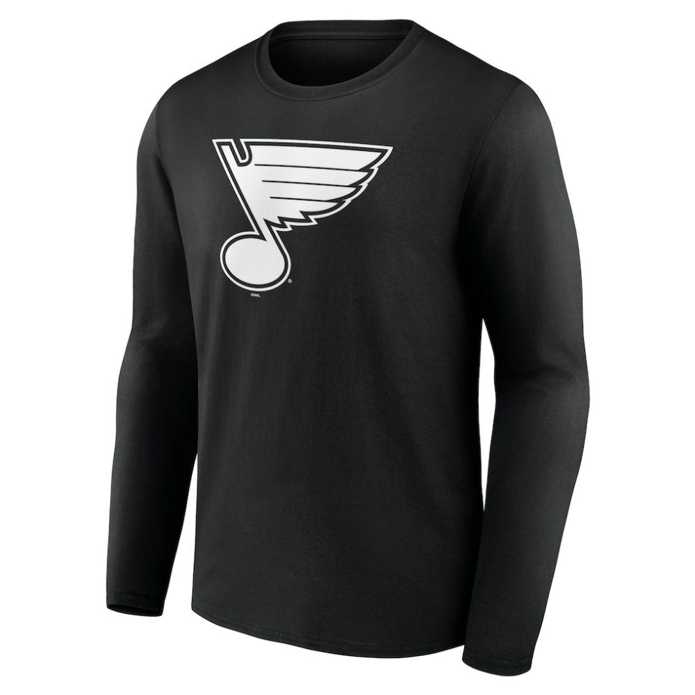 NHL Black St. Louis Blues Personalized Name & Number Monochrome Long Sleeve T-Shirt