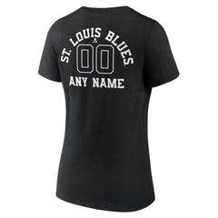 NHL Black St. Louis Blues Women's Personalized Name & Number Monochrome V-Neck T-Shirt