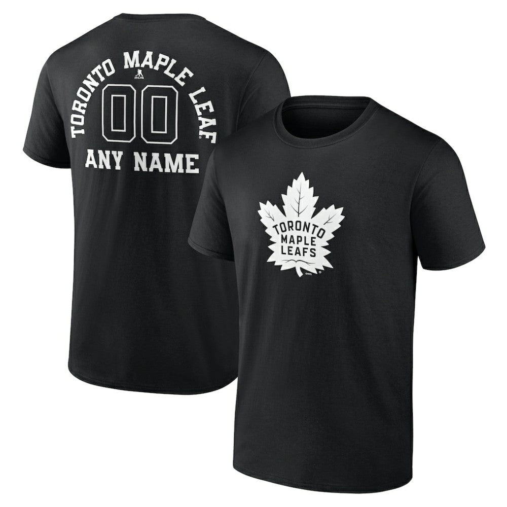 NHL Black Toronto Maple Leafs Personalized Name & Number Monochrome T-Shirt