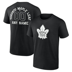 NHL Black Toronto Maple Leafs Personalized Name & Number Monochrome T-Shirt
