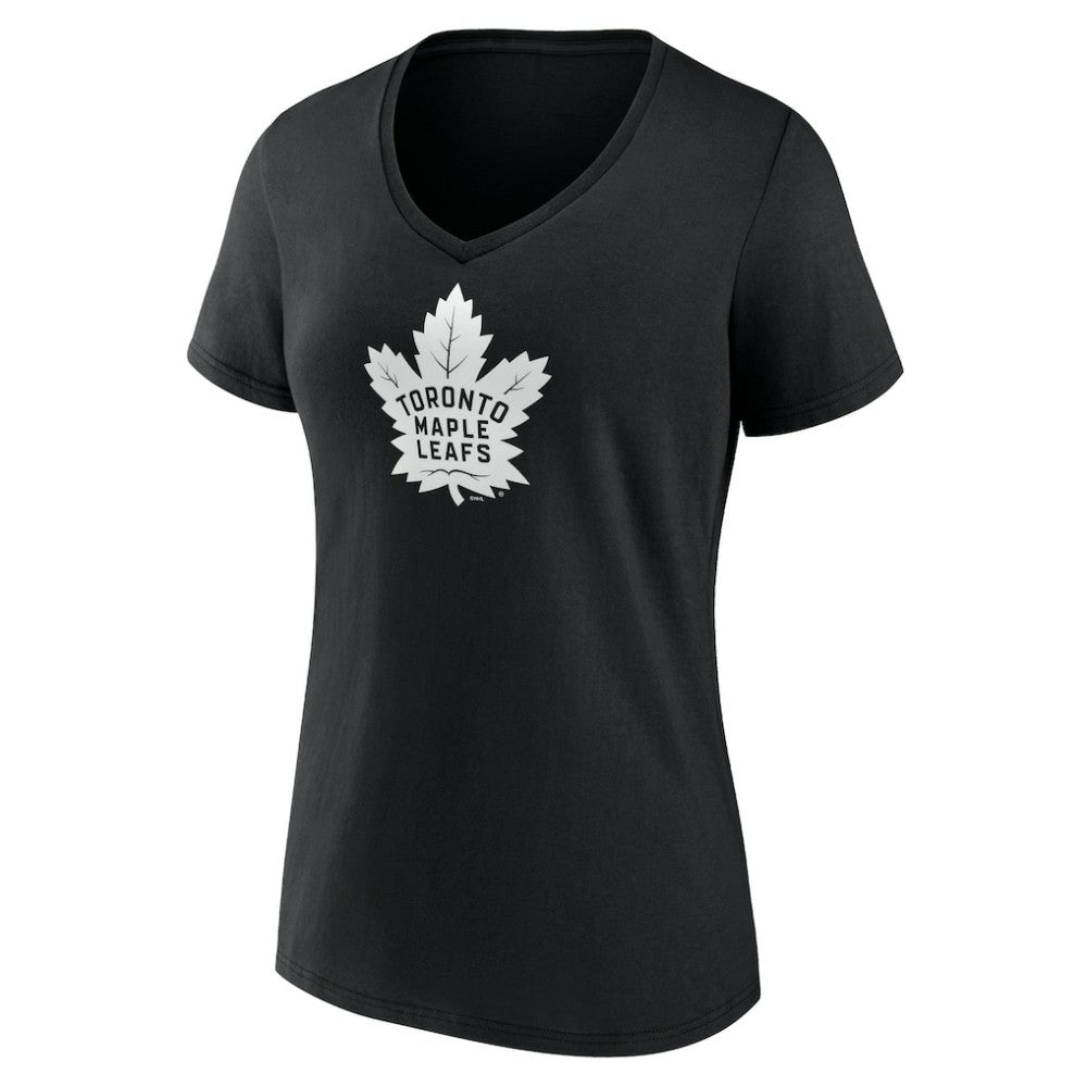 NHL Black Toronto Maple Leafs Women's Personalized Name & Number Monochrome V-Neck T-Shirt