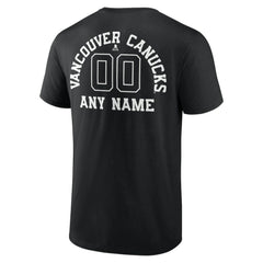 NHL Black Vancouver Canucks Personalized Name & Number Monochrome T-Shirt