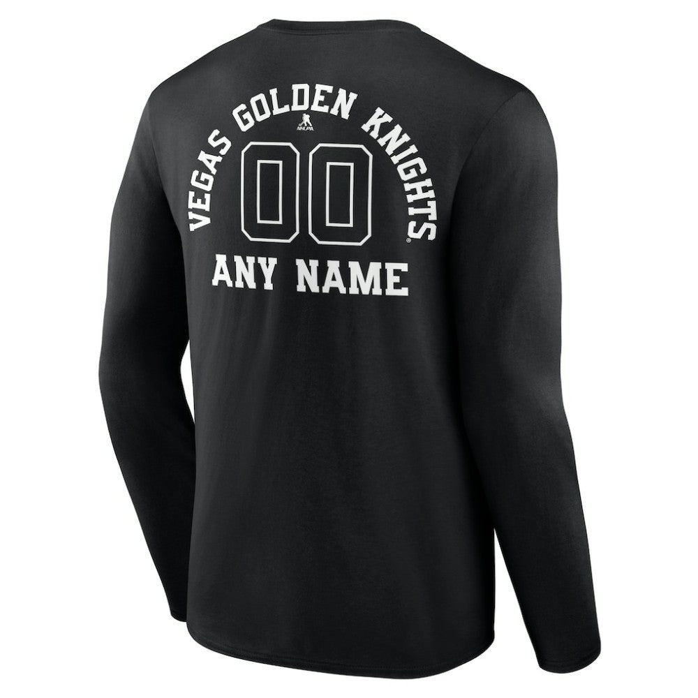 NHL Black Vegas Golden Knights Personalized Name & Number Monochrome Long Sleeve T-Shirt