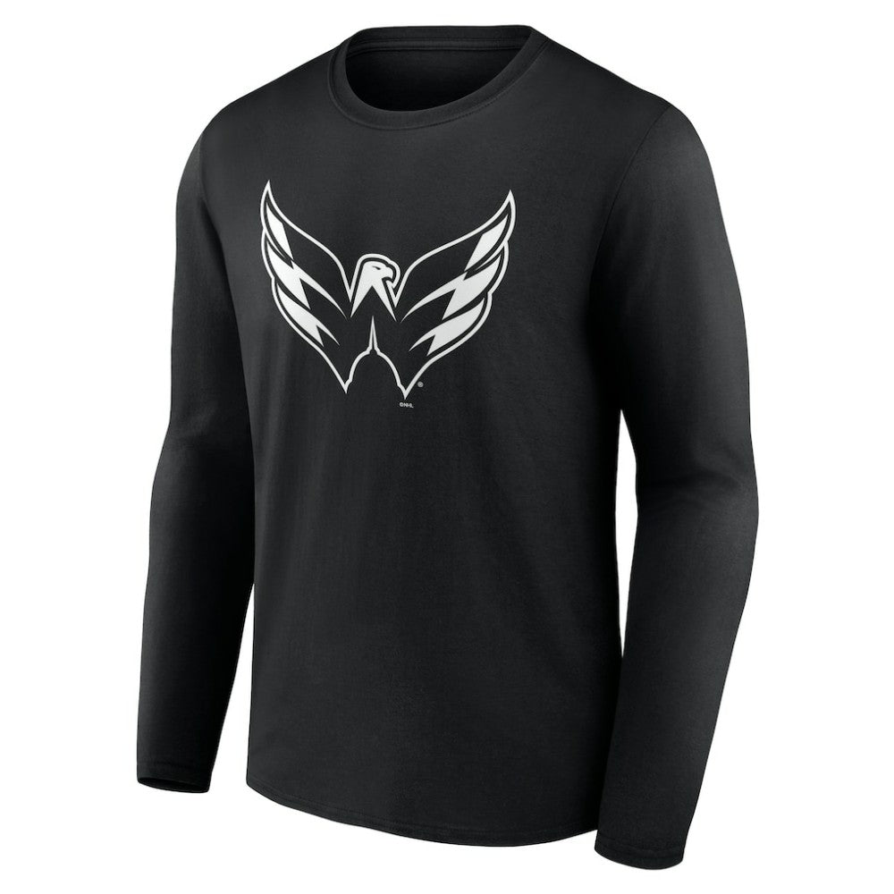 NHL Black Washington Capitals Personalized Name & Number Monochrome Long Sleeve T-Shirt