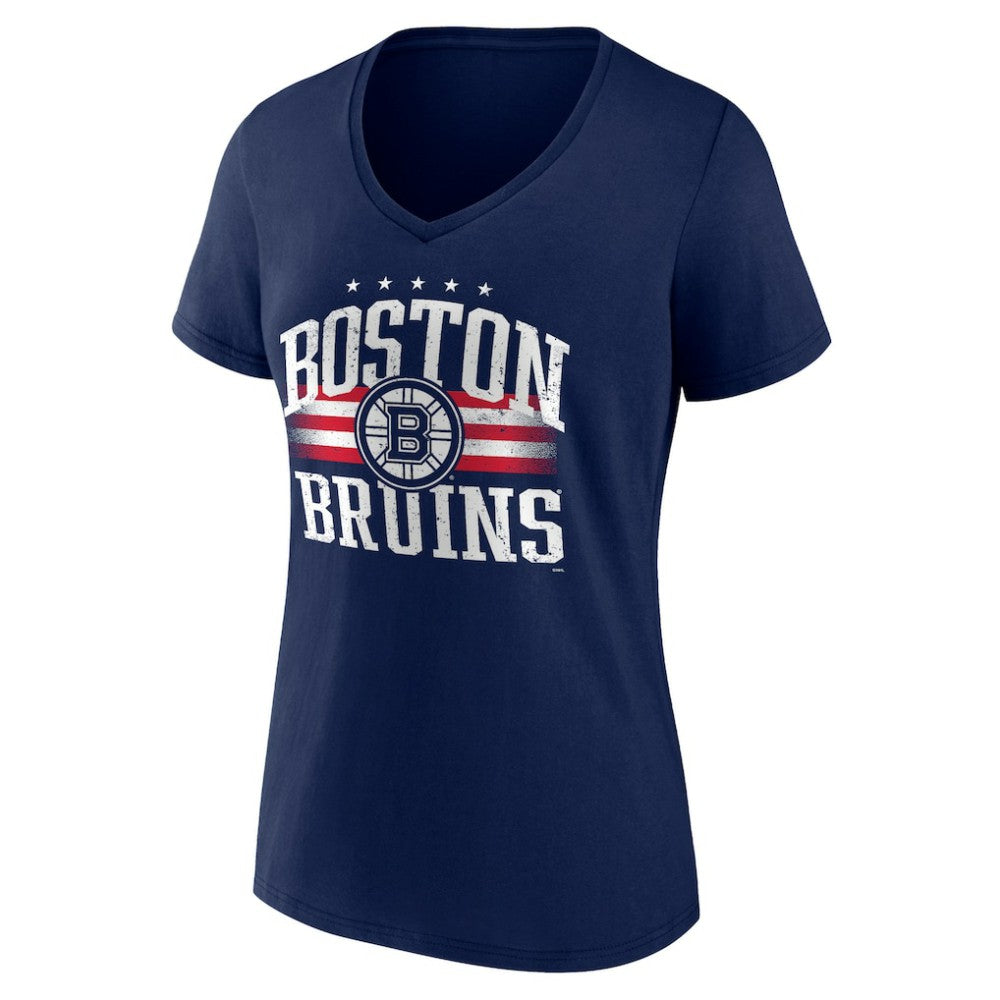 NHL Navy Boston Bruins Women's Americana Team V-Neck T-Shirt