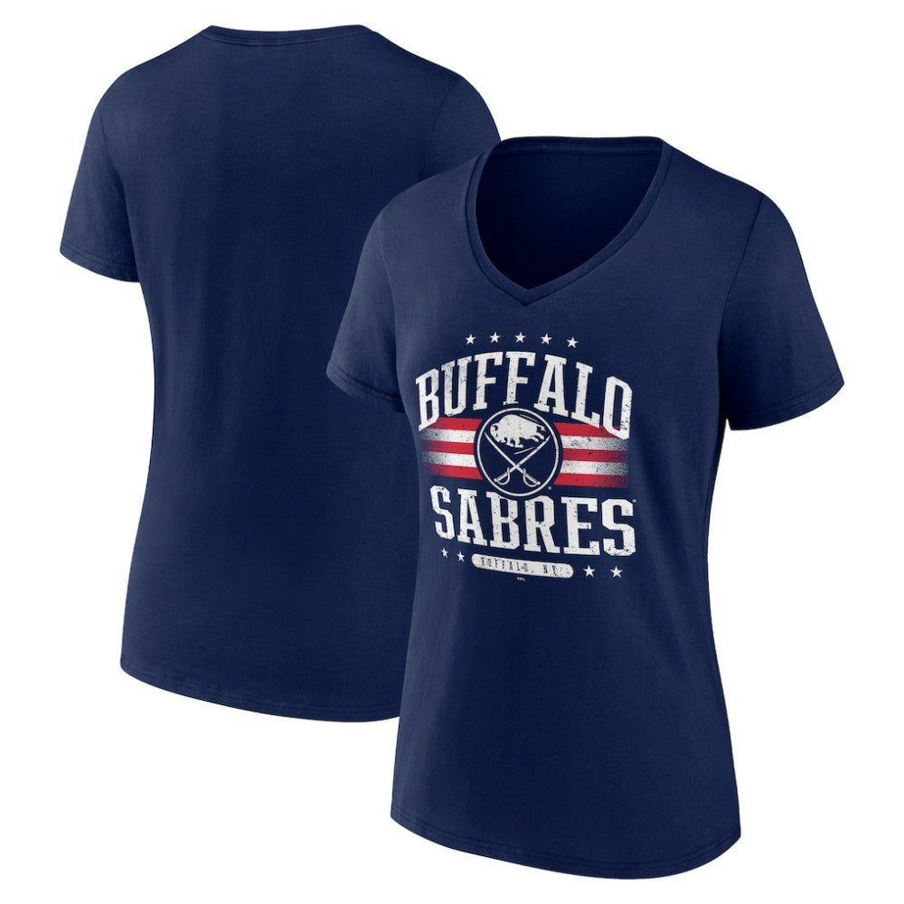 NHL Navy Buffalo Sabres Women's Americana Team V-Neck T-Shirt
