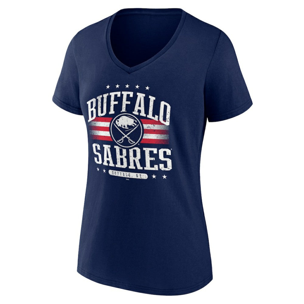 NHL Navy Buffalo Sabres Women's Americana Team V-Neck T-Shirt