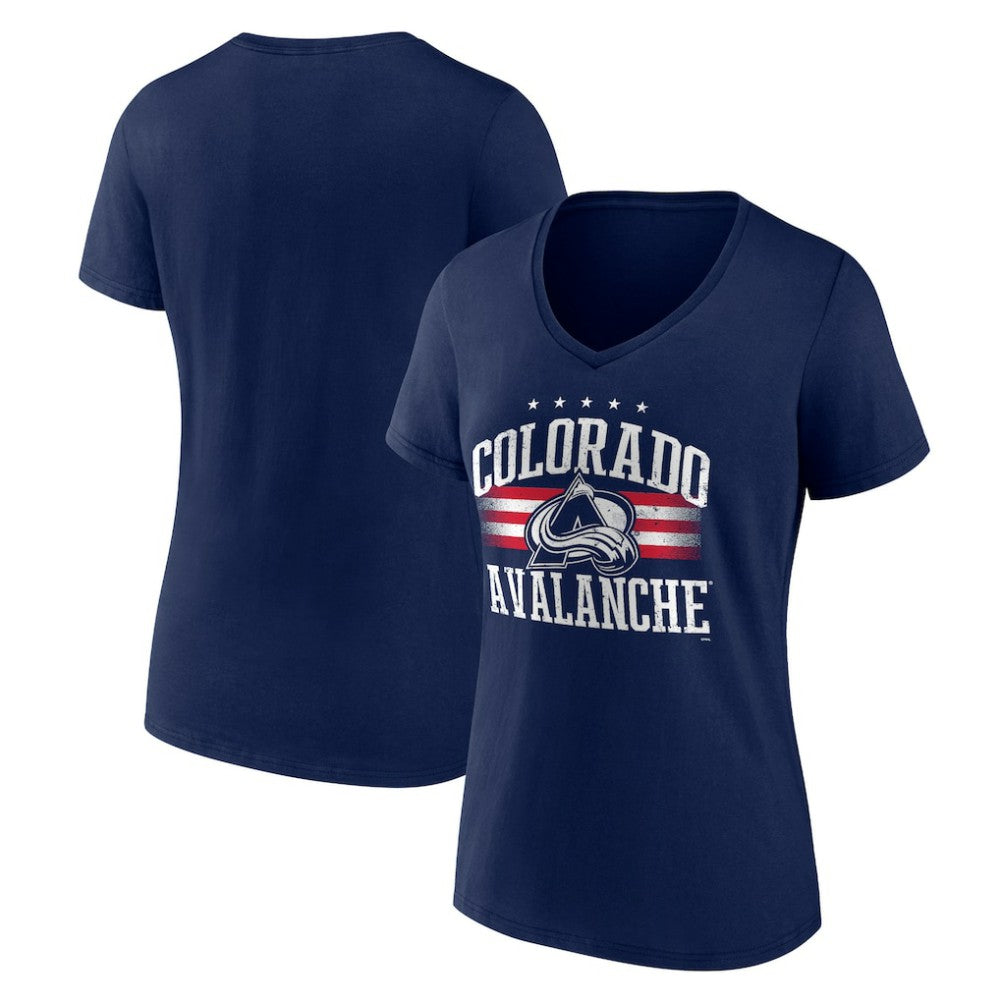NHL Navy Colorado Avalanche Women's Americana Team V-Neck T-Shirt