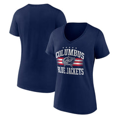 NHL Navy Columbus Blue Jackets Women's Americana Team V-Neck T-Shirt