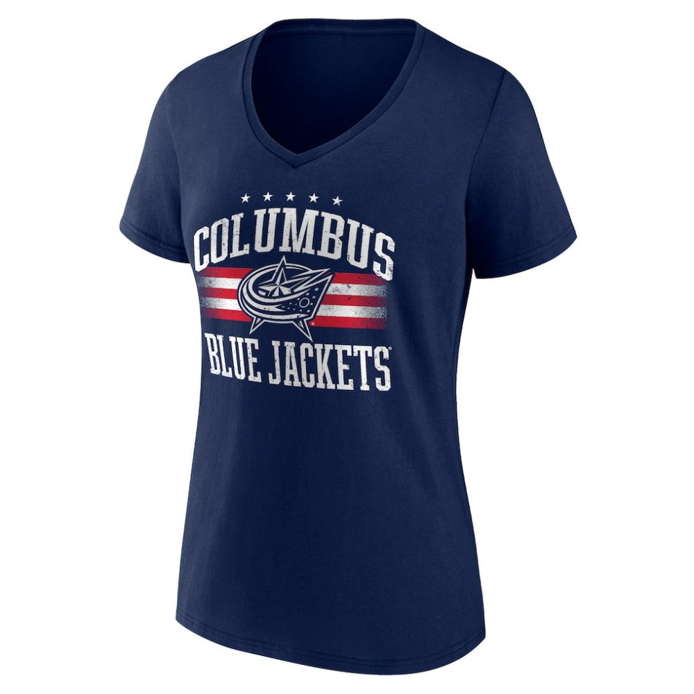 NHL Navy Columbus Blue Jackets Women's Americana Team V-Neck T-Shirt