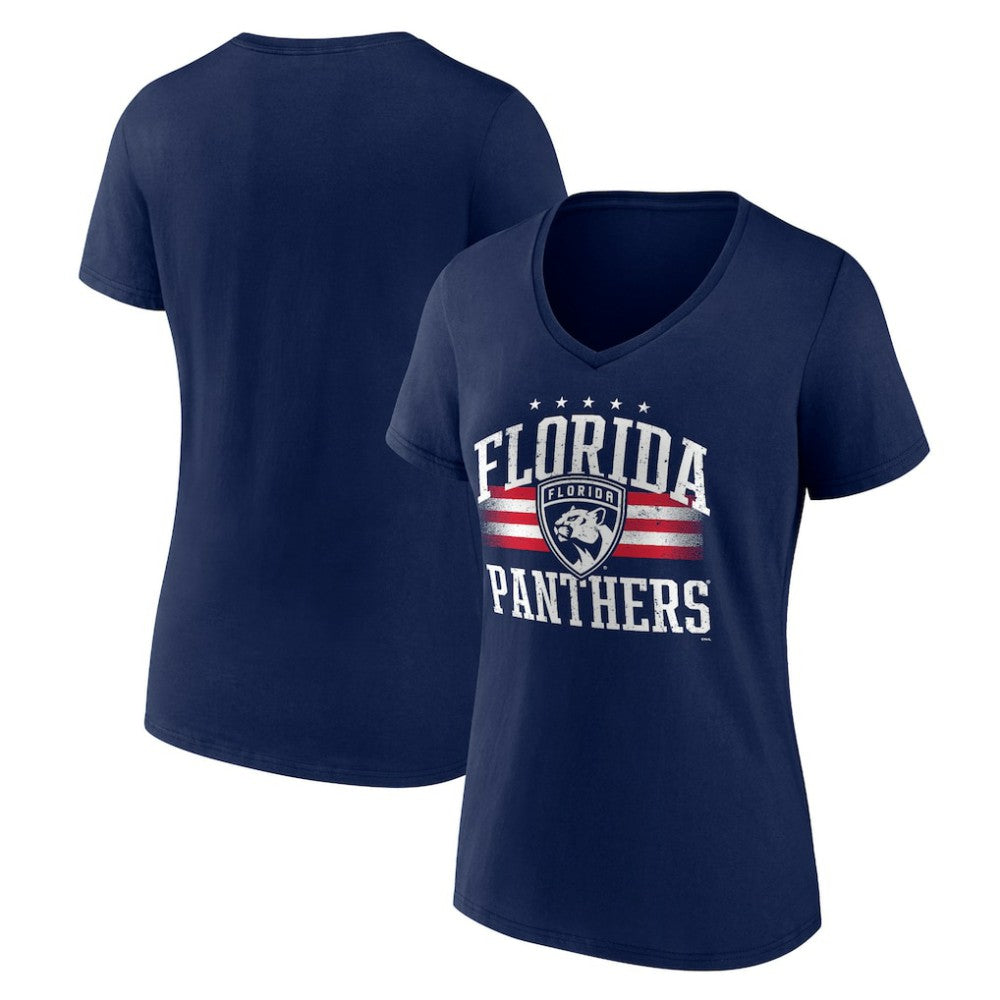 NHL Navy Florida Panthers Women's Americana Team V-Neck T-Shirt