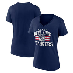 NHL Navy New York Rangers Women's Americana Team V-Neck T-Shirt