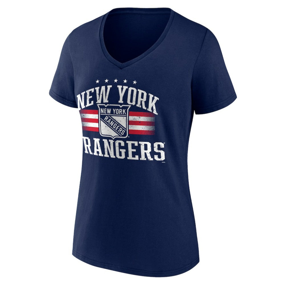 NHL Navy New York Rangers Women's Americana Team V-Neck T-Shirt