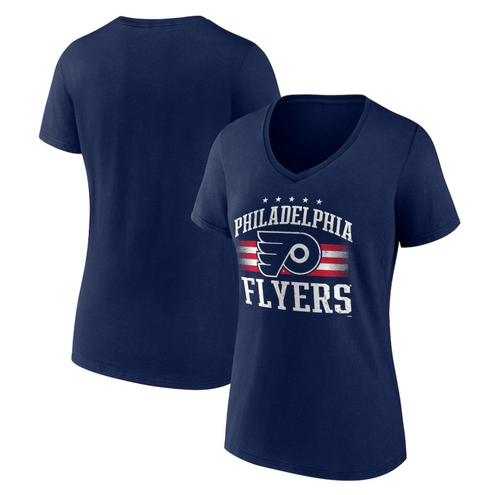 NHL Navy Philadelphia Flyers Women's Americana Team V-Neck T-Shirt