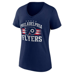 NHL Navy Philadelphia Flyers Women's Americana Team V-Neck T-Shirt