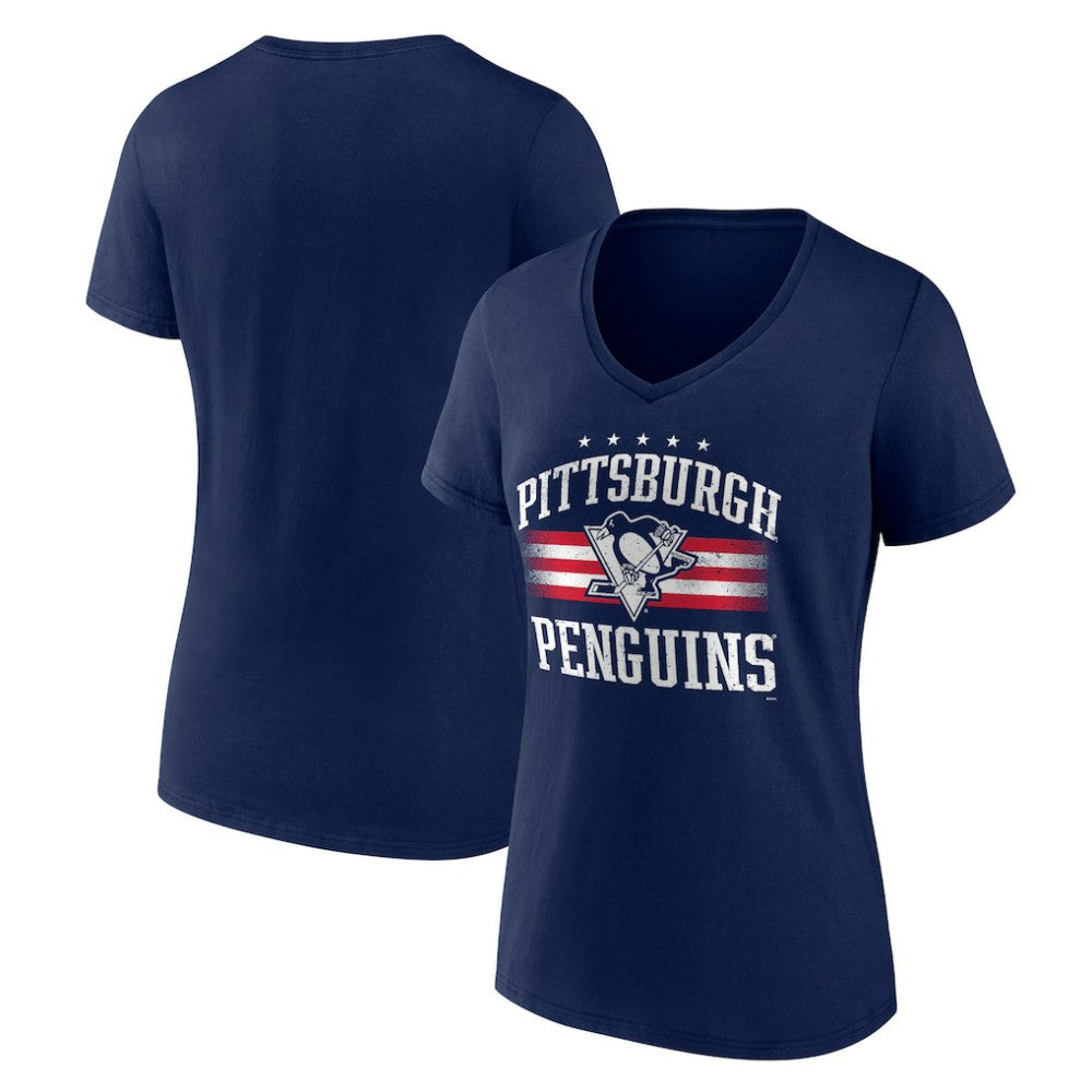 NHL Navy Pittsburgh Penguins Women's Americana Team V-Neck T-Shirt