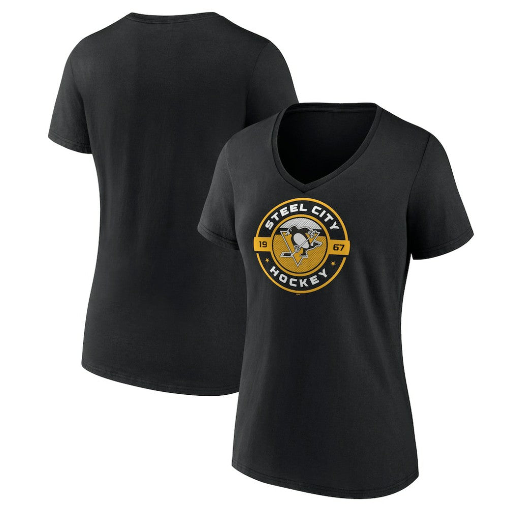 NHL Black Pittsburgh Penguins Women's Native V-Neck T-Shirt