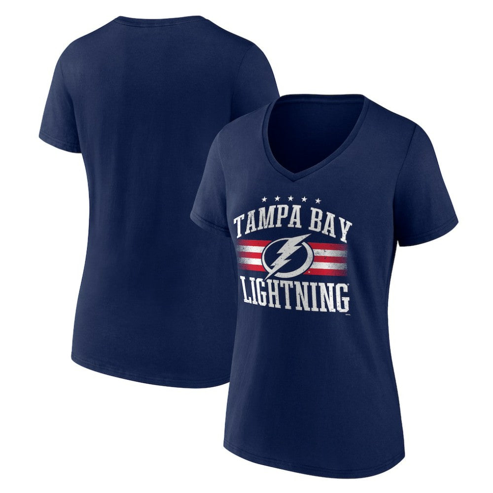 NHL Navy Tampa Bay Lightning Women's Americana Team V-Neck T-Shirt