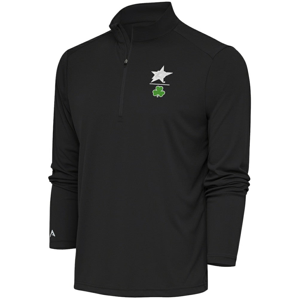 NHL Charcoal Dallas Stars Antigua Shamrock Tribute Quarter-Zip Pullover Top