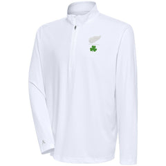 NHL White Detroit Red Wings Antigua Shamrock Tribute Quarter-Zip Pullover Top