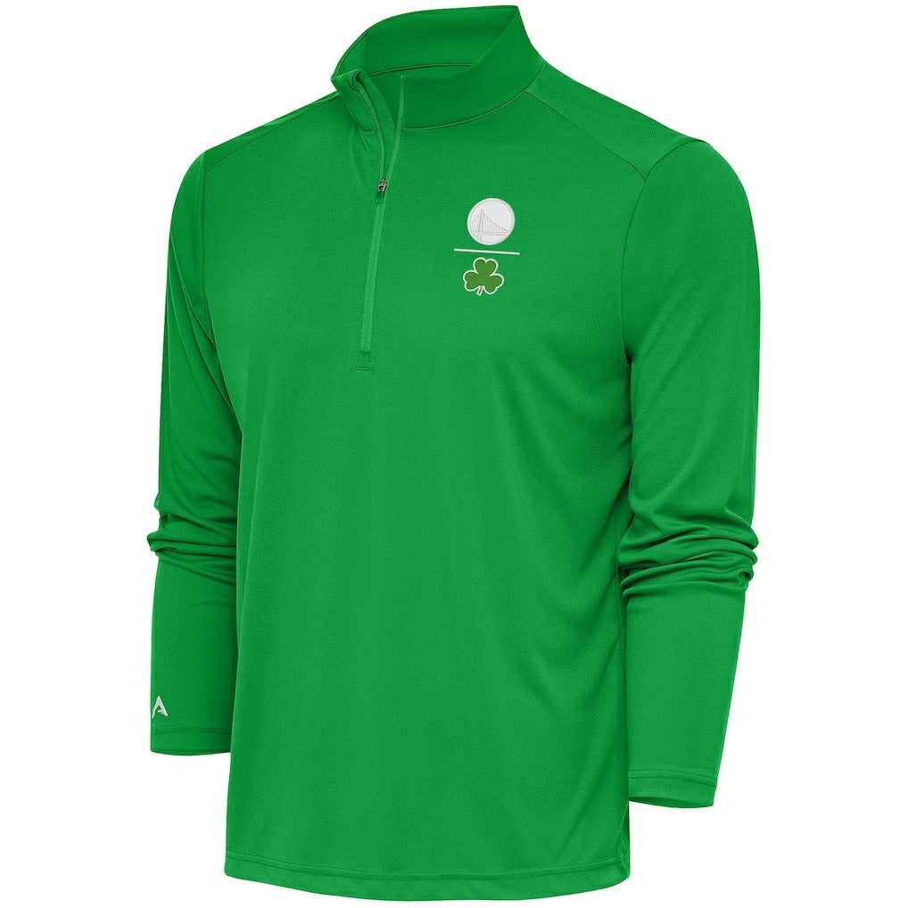NBA Golden State Warriors Antigua Shamrock Tribute Quarter-Zip Pullover Top sale