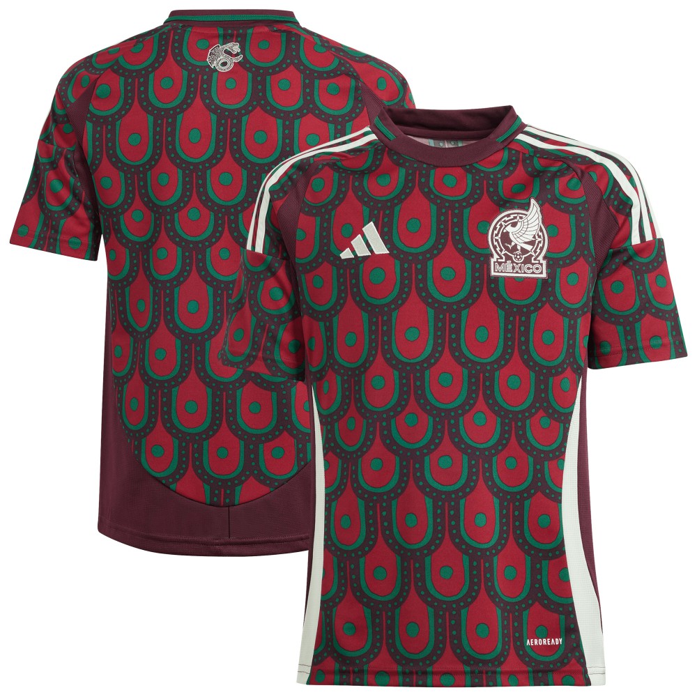 Mexico National Team Youth 2024 Home Replica Jersey - Adidas Burgundy