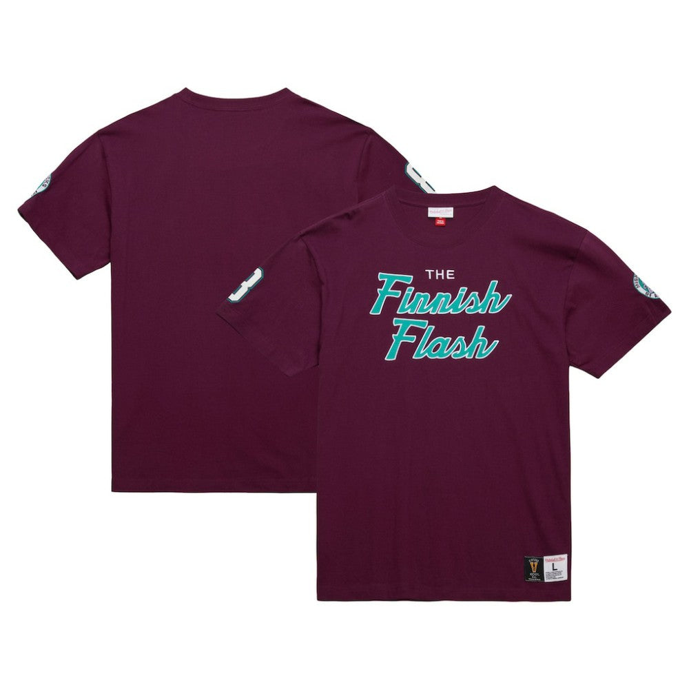 NHL Purple Teemu Selanne Anaheim Ducks Mitchell & Ness Premium Nickname Vintage Logo T-Shirt
