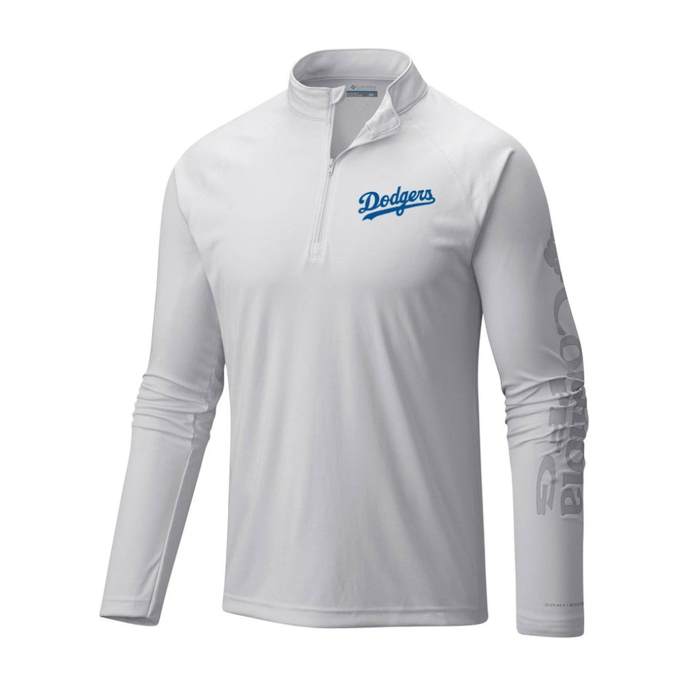 MLB Los Angeles Dodgers Columbia Terminal Tackle Omni-Shade Raglan Quarter-Zip Pullover Top