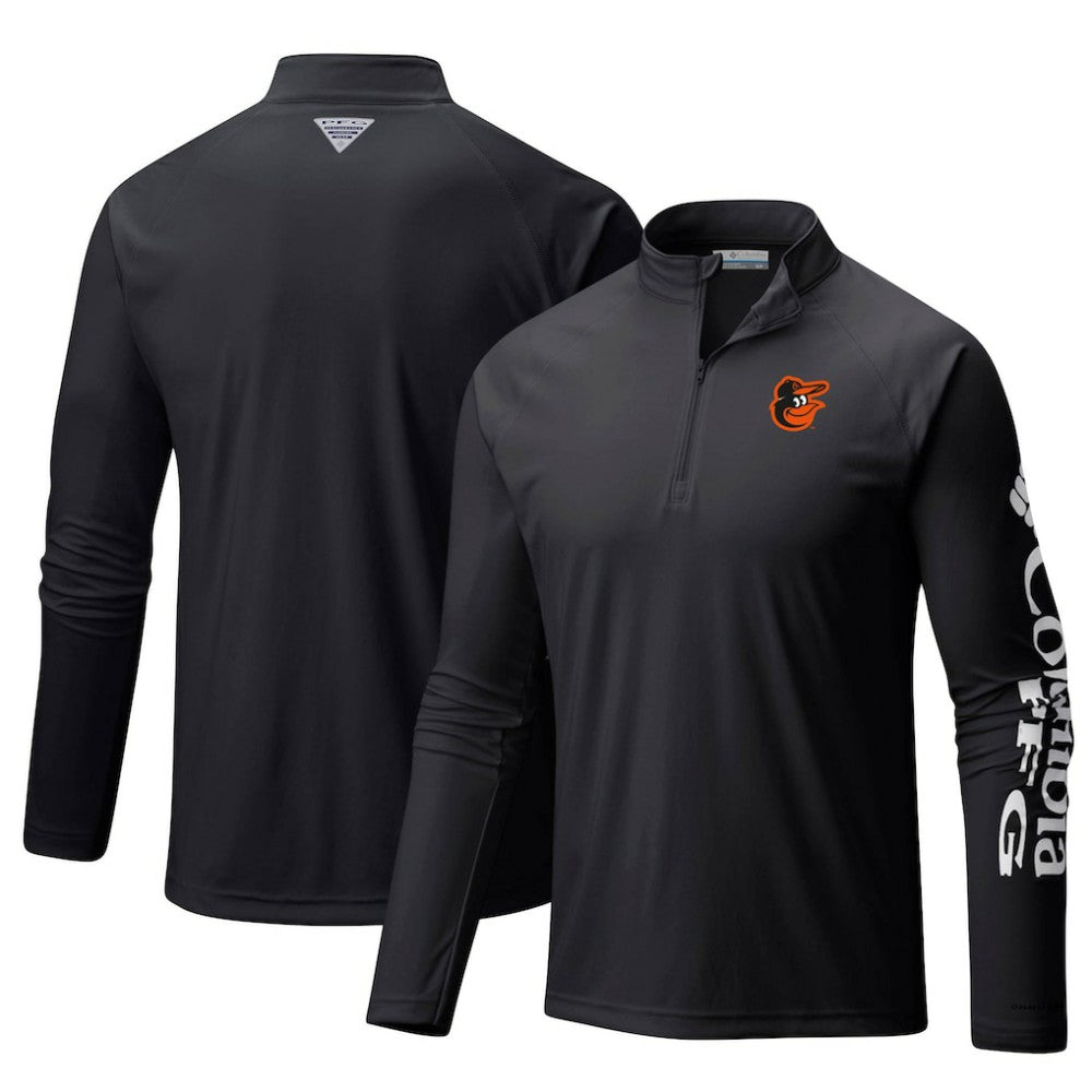 MLB Baltimore Orioles Columbia Terminal Tackle Omni-Shade Raglan Quarter-Zip Pullover Top