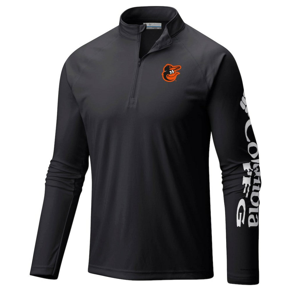 MLB Baltimore Orioles Columbia Terminal Tackle Omni-Shade Raglan Quarter-Zip Pullover Top