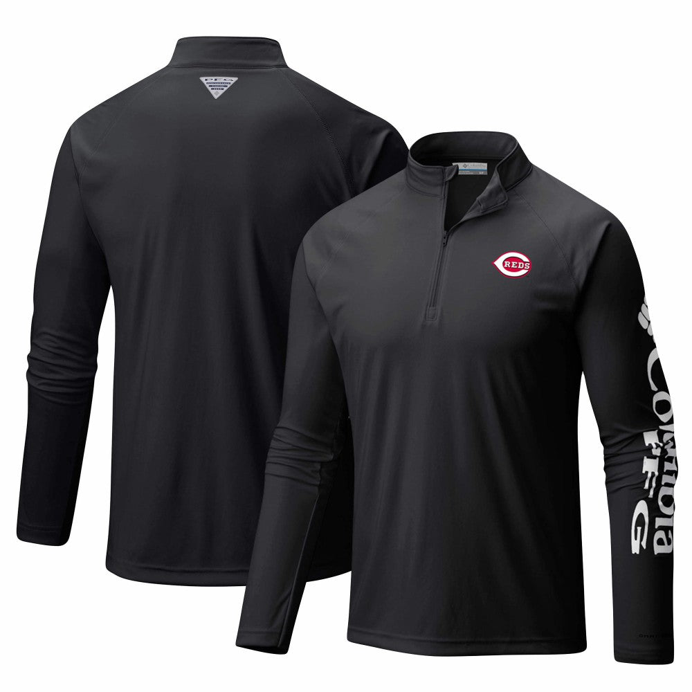 MLB Cincinnati Reds Columbia Terminal Tackle Omni-Shade Raglan Quarter-Zip Pullover Top