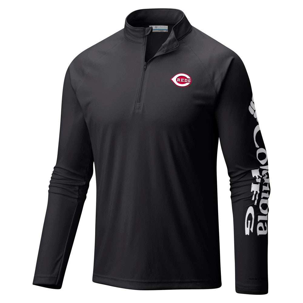 MLB Cincinnati Reds Columbia Terminal Tackle Omni-Shade Raglan Quarter-Zip Pullover Top
