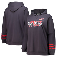 NHL Charcoal Detroit Red Wings Fanatics Women's Plus Size Lightweight Fleece Raglan Pullover Hoodie