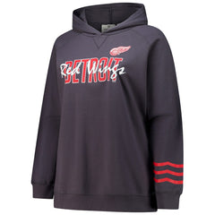NHL Charcoal Detroit Red Wings Fanatics Women's Plus Size Lightweight Fleece Raglan Pullover Hoodie