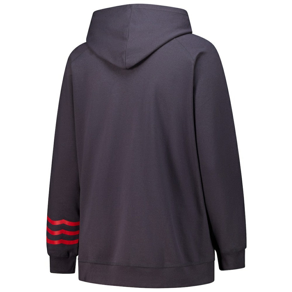 NHL Charcoal Chicago Blackhawks Fanatics Women's Plus Size Lightweight Fleece Raglan Pullover Hoodie